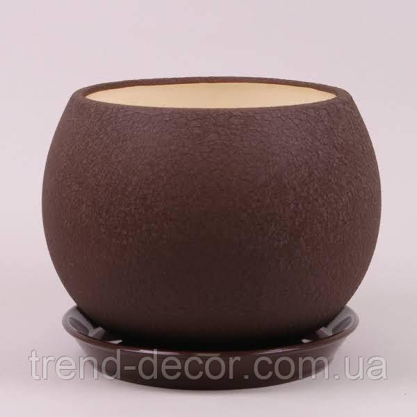 Горщик керамічний Куля шовк коричневий 4.1л.