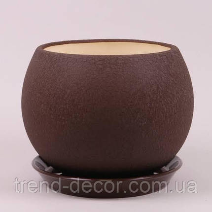 Горщик керамічний Куля шовк коричневий 4.1л., фото 1