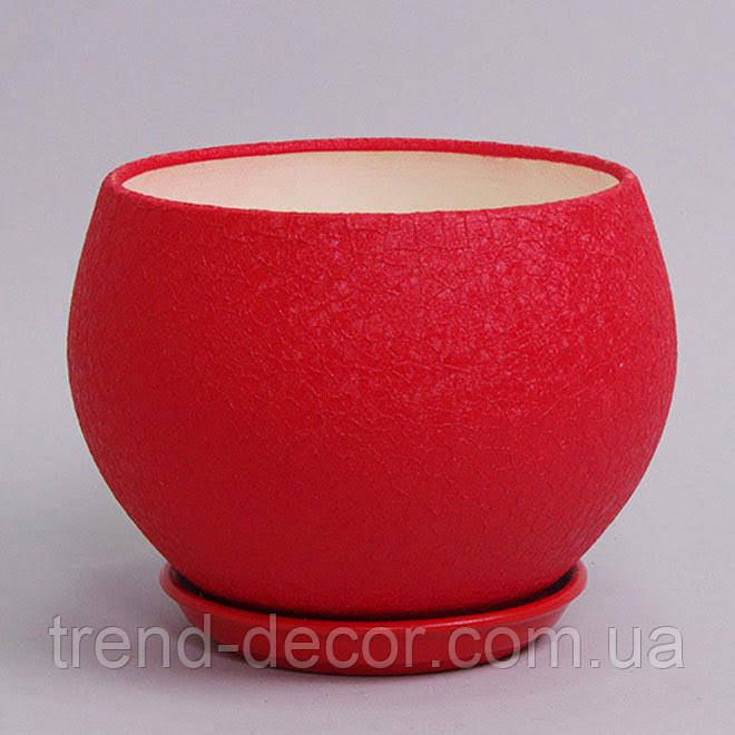 Горщик керамічний Куля шовк червоний 1.4л.