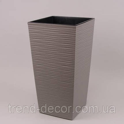 Горщик пластмасовий с вкладом FINEZJA ECO DLUTO сірий 25х25см., фото 1