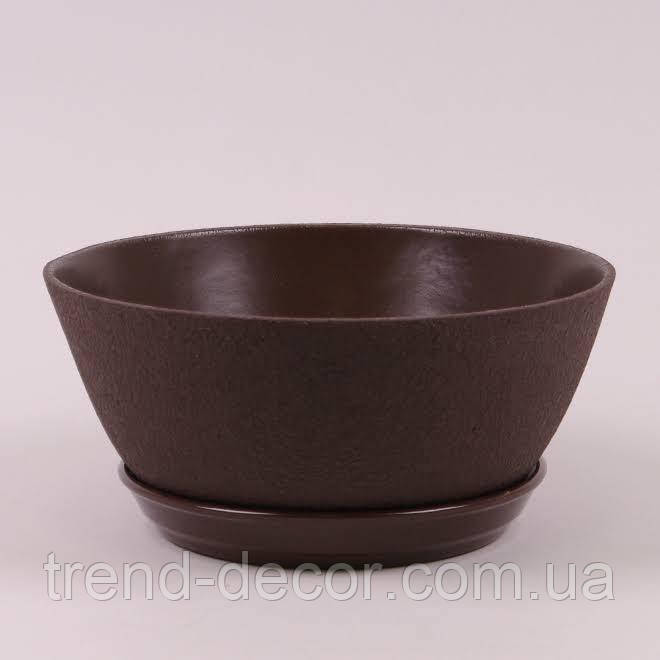 Горщик керамічний Бонсайниця шовк коричневий 3.5л.
