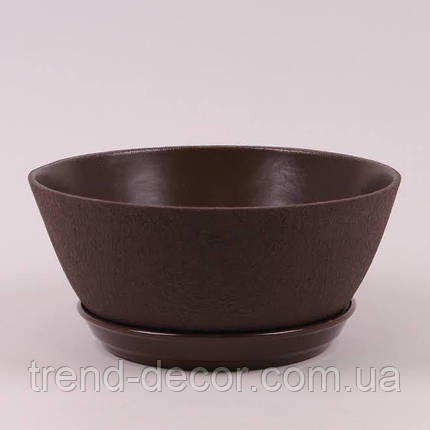 Горщик керамічний Бонсайниця шовк коричневий 3.5л., фото 1