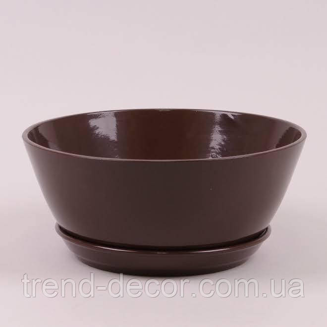 Горщик керамічний Бонсайниця глянець коричневий 3.5л.