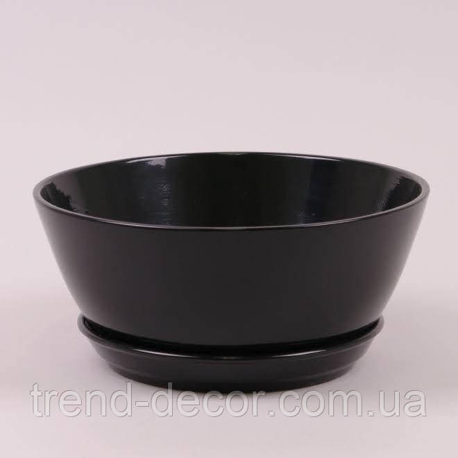 Горщик керамічний Бонсайниця глянець чорний 2.5л.