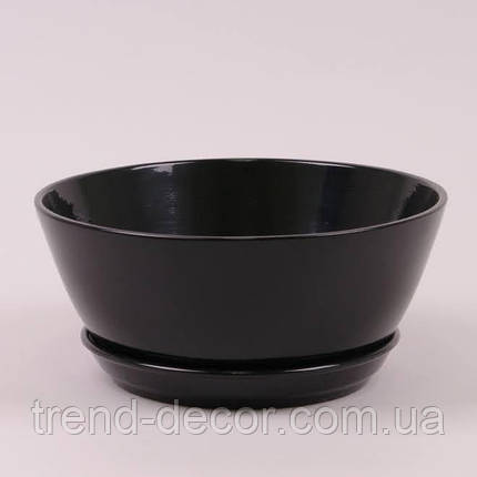 Горщик керамічний Бонсайниця глянець чорний 2.5л., фото 1