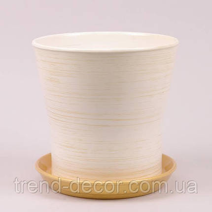 Горщик керамічний Вуаль глянець біло-золотий 1л., фото 1