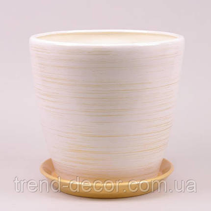 Горщик керамічний Грація глянець біло-золотий 30л., фото 1