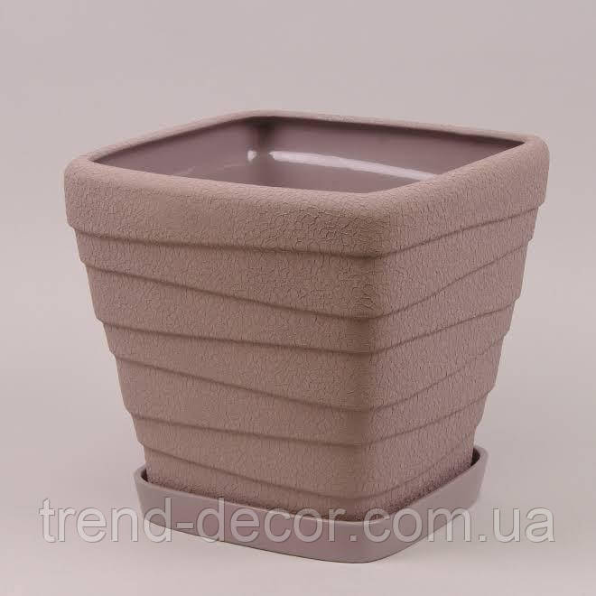 Горщик керамічний Квадрат Хвиля шовк аметистовий 8л.