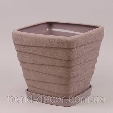 Горщик керамічний Квадрат Хвиля шовк аметистовий 8л., фото 1