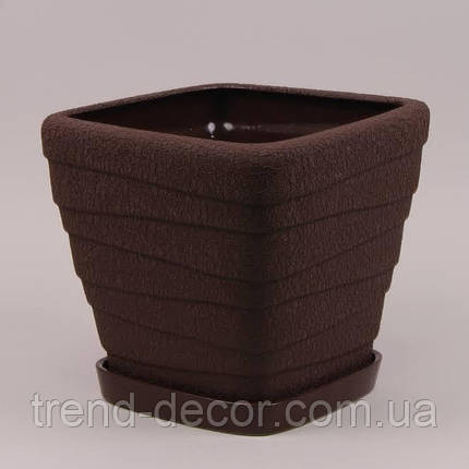 Горщик керамічний Квадрат Хвиля шовк коричневий 8л., фото 1