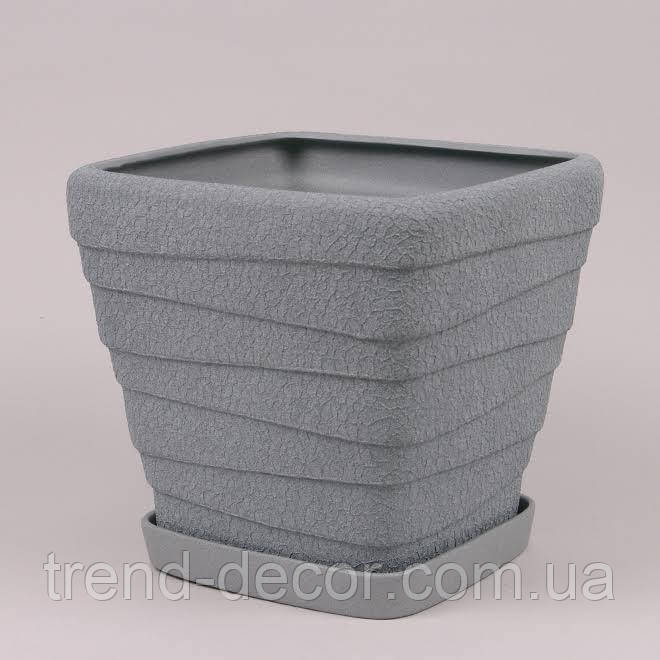 Горщик керамічний Квадрат Хвиля шовк металік 8л.