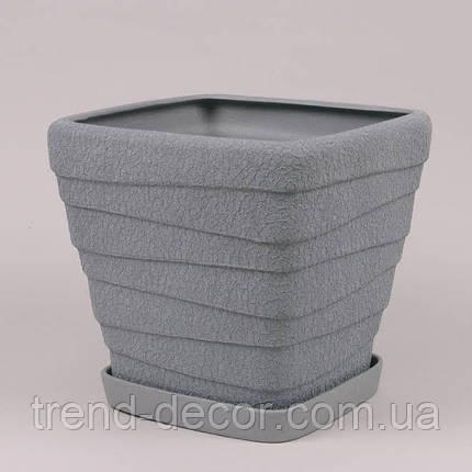 Горщик керамічний Квадрат Хвиля шовк металік 8л., фото 1