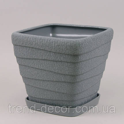 Горщик керамічний Квадрат Хвиля шовк металік 15л., фото 1