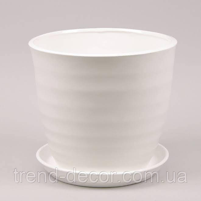 Горщик керамічний Обруч глянець білий 8.5л.