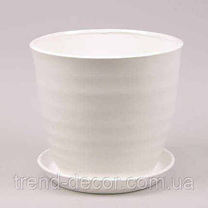Горщик керамічний Обруч глянець білий 8.5л., фото 1