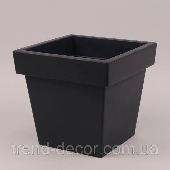 Горщик пластмасовий Lofly Square Low антрацитовий 24х24см.