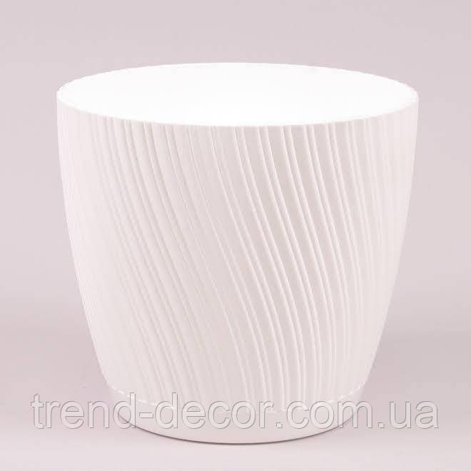 Горщик пластмасовий Mika з підставкою білий 19см.