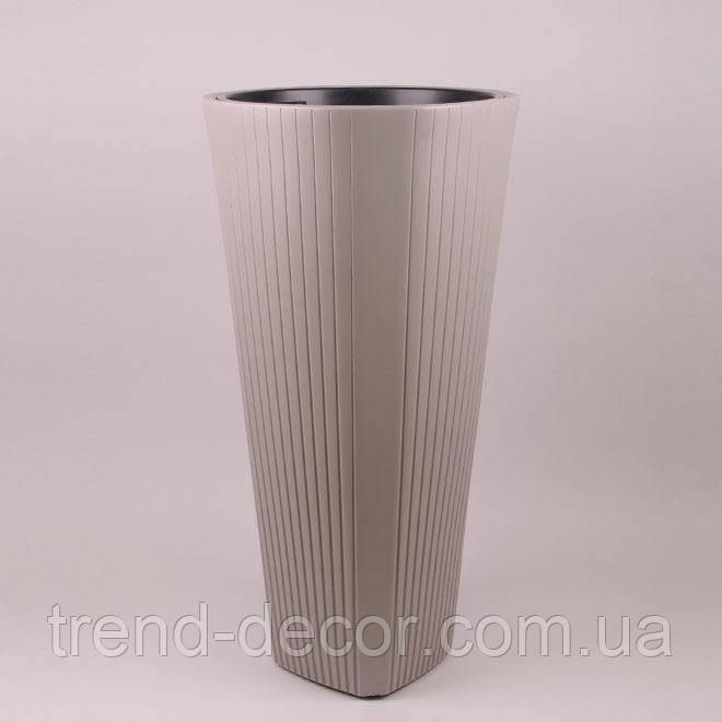 Горщик пластмасовий MUZA з вкладом taupe 80 см.