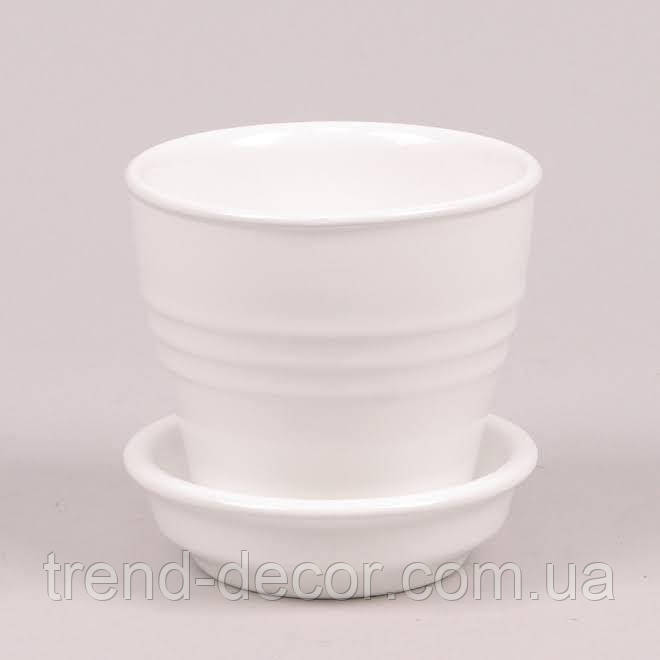 Горщик керамічний Відро глянець білий 0.25л.