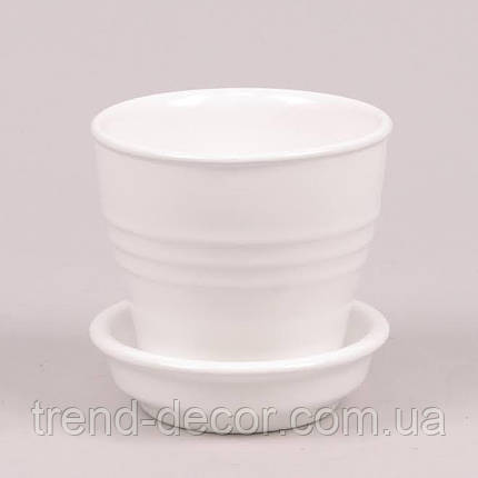 Горщик керамічний Відро глянець білий 0.25л., фото 1