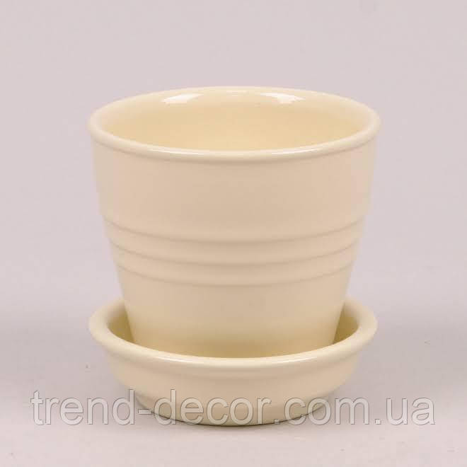 Горщик керамічний Відро глянець бежевий 0.25л.