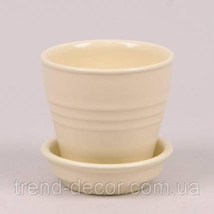 Горщик керамічний Відро глянець бежевий 0.25л., фото 1