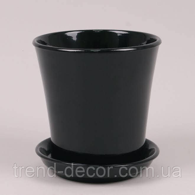 Горщик керамічний Вуаль глянець чорний 2.3л.