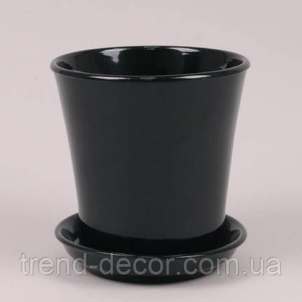 Горщик керамічний Вуаль глянець чорний 1л., фото 1