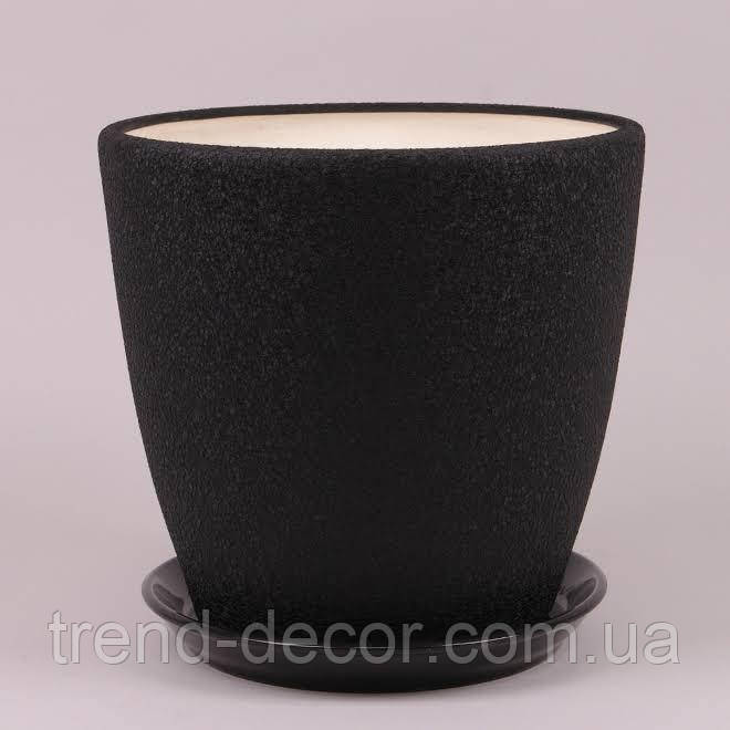 Горщик керамічний Грація шовк чорний 10л.