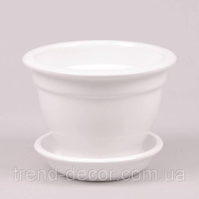 Горщик керамічний Фіалочниця глянець білий 0.5л.