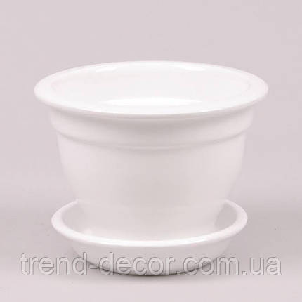 Горщик керамічний Фіалочниця глянець білий 0.5л., фото 1