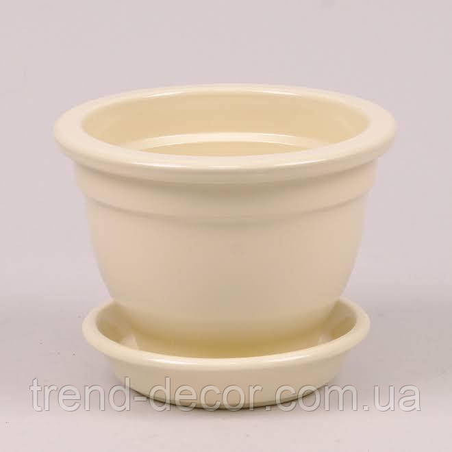 Горщик керамічний Фіалочниця глянець бежевий 0.5л.
