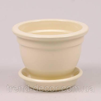 Горщик керамічний Фіалочниця глянець бежевий 0.5л., фото 1