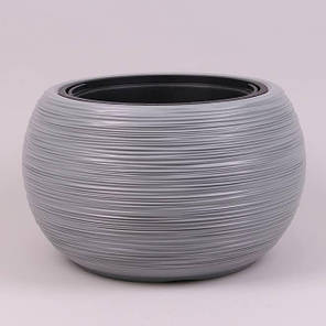 Горщик пластмасовий FURU BOWL з вкладом світло-сірий 44см., фото 1