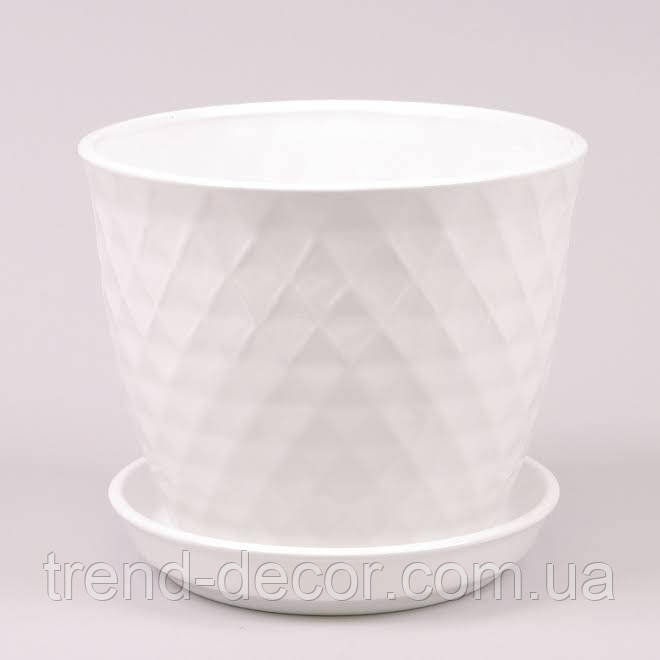 Горщик керамічний Ромб глянець білий 4.5л.