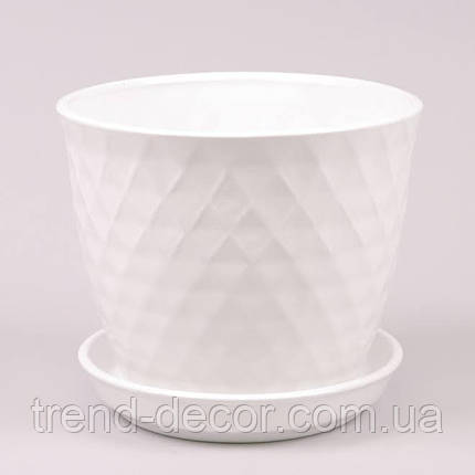 Горщик керамічний Ромб глянець білий 4.5л., фото 1