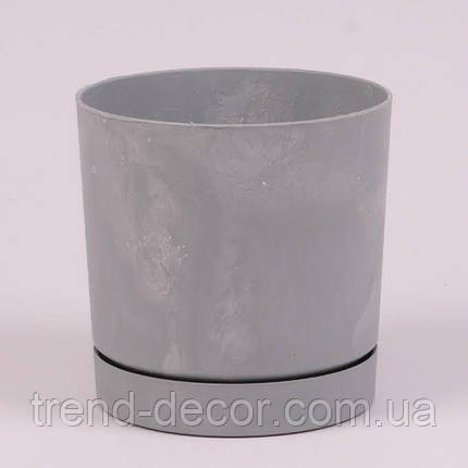 Горщик пластмасовий з підставкою TUBO P BETON EFFECT бетон 24см., фото 1