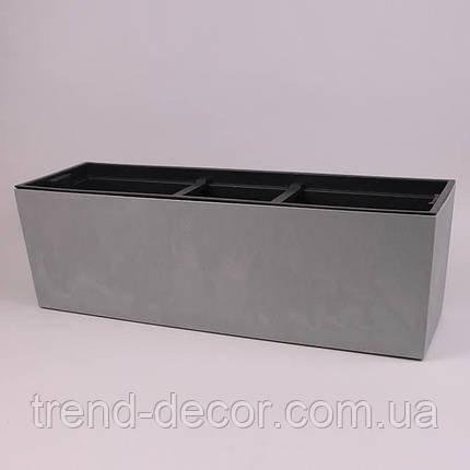 Горщик пластмасовий з вкладом URBI CASE BETON EFFECT бетон 77см., фото 1