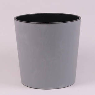 Горщик пластмасовий з вкладом URBI ROUND BETON EFFECT бетон 30см., фото 1