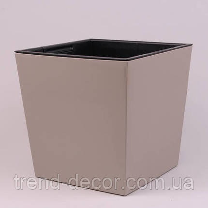 Горщик пластмасовий з вкладом URBI SQUARE LOW матовий мокка 23х23см., фото 1