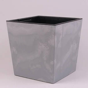 Горщик пластмасовий з вкладом URBI SQUARE LOW BETON EFFECT бетон 23х23см., фото 1