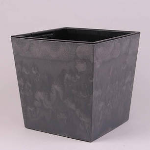 Горщик пластмасовий з вкладом URBI SQUARE LOW BETON EFFECT маренго 23х23см., фото 1