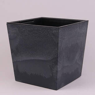 Горщик пластмасовий з вкладом URBI SQUARE LOW BETON EFFECT антрацитовий 23х23см., фото 1