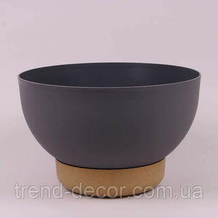 Горщик пластмасовий Misa Satina з підставкою ECO антрацитовий 29.5см., фото 1