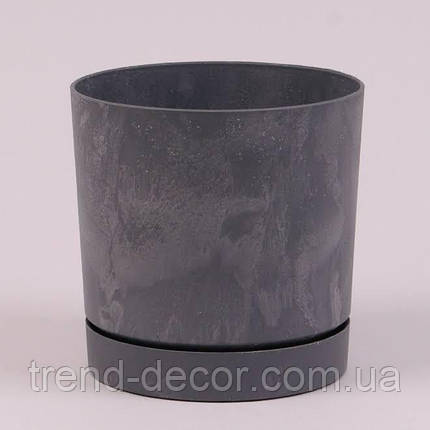 Горщик пластмасовий з підставкою TUBO P BETON EFFECT маренго 30см., фото 1