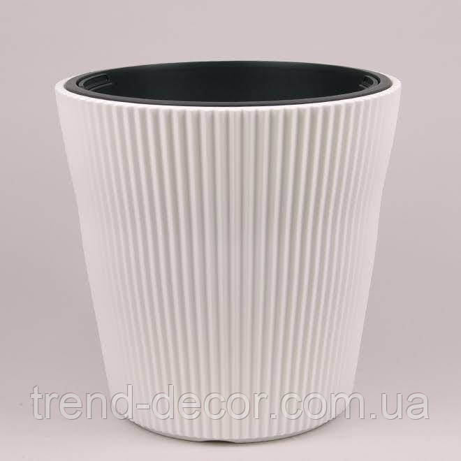 Горщик пластмасовий MILLY з вкладом білий 47см.