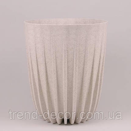 Горщик пластмасовий Mira ECO WOOD білий 19см., фото 1
