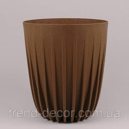 Горщик пластмасовий Mira ECO WOOD натуральне дерево 19см., фото 1