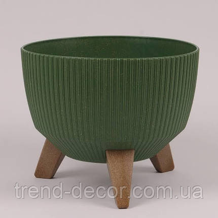 Горщик пластмасовий Misa Roma JUMPER ECO WOOD зелений лісовий 40см., фото 1