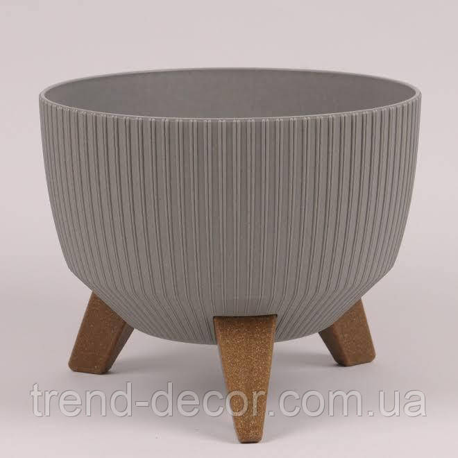 Горщик пластмасовий Misa Roma JUMPER ECO WOOD сірий 24см.